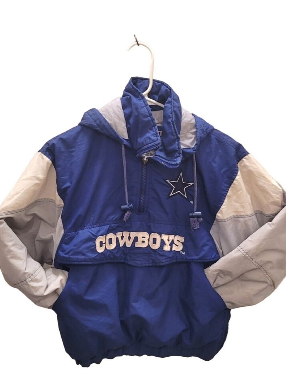 Vintage 1990s Dallas Cowboys hooded pullover jacket Sz 10/12